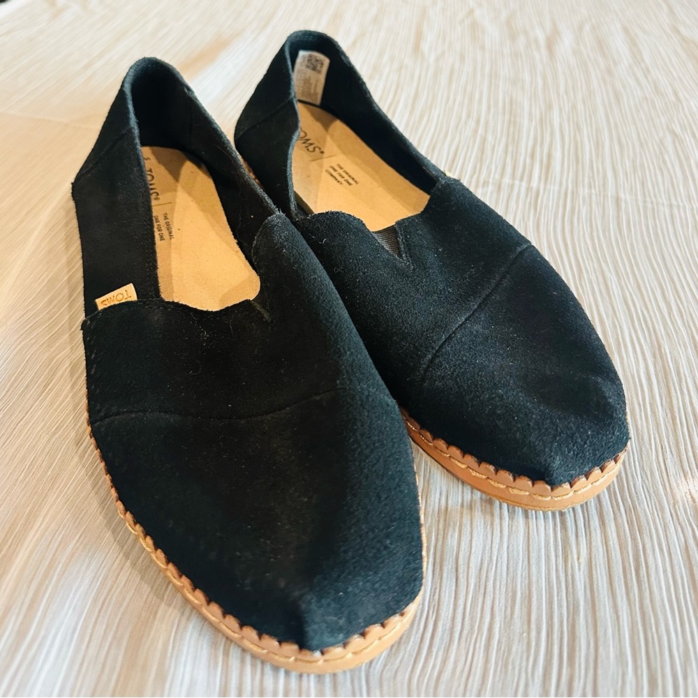 Tom’s Black Suede Alpargata Woman’s 10 Brand new, Never worn